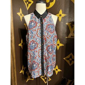 Juicy Couture Sleeveless Silk Button Up Blouse Size 10